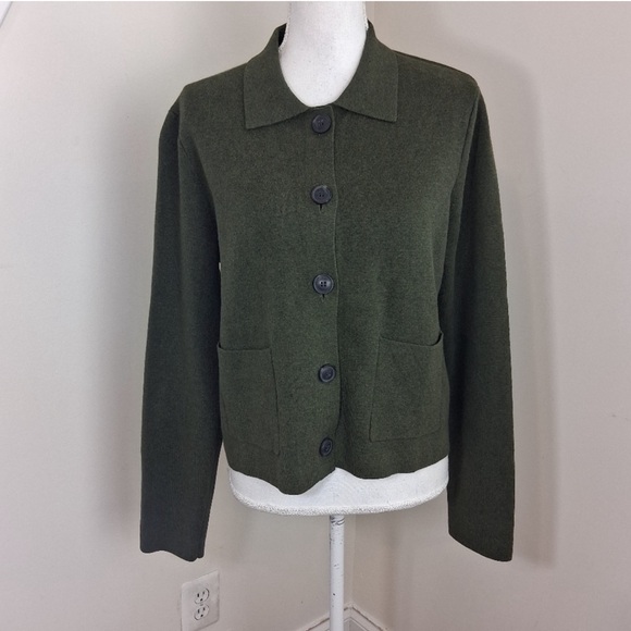 J. Crew Sweaters - NWT Olive 100% Cotton Polo Cardigan